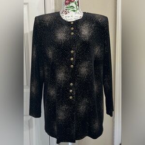 Black and Gold Button-Up Blazer